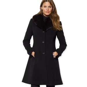 BEAUTIFUL RALPH LAUREN Wool Fully Lined Long Black Coat Winter Jacket Sz 6 Small